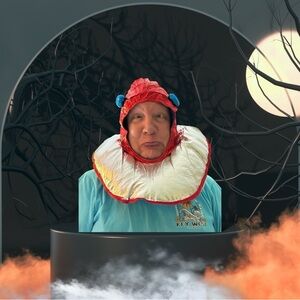 NWT Adult UFO /Alien hood red and silver The model is not included